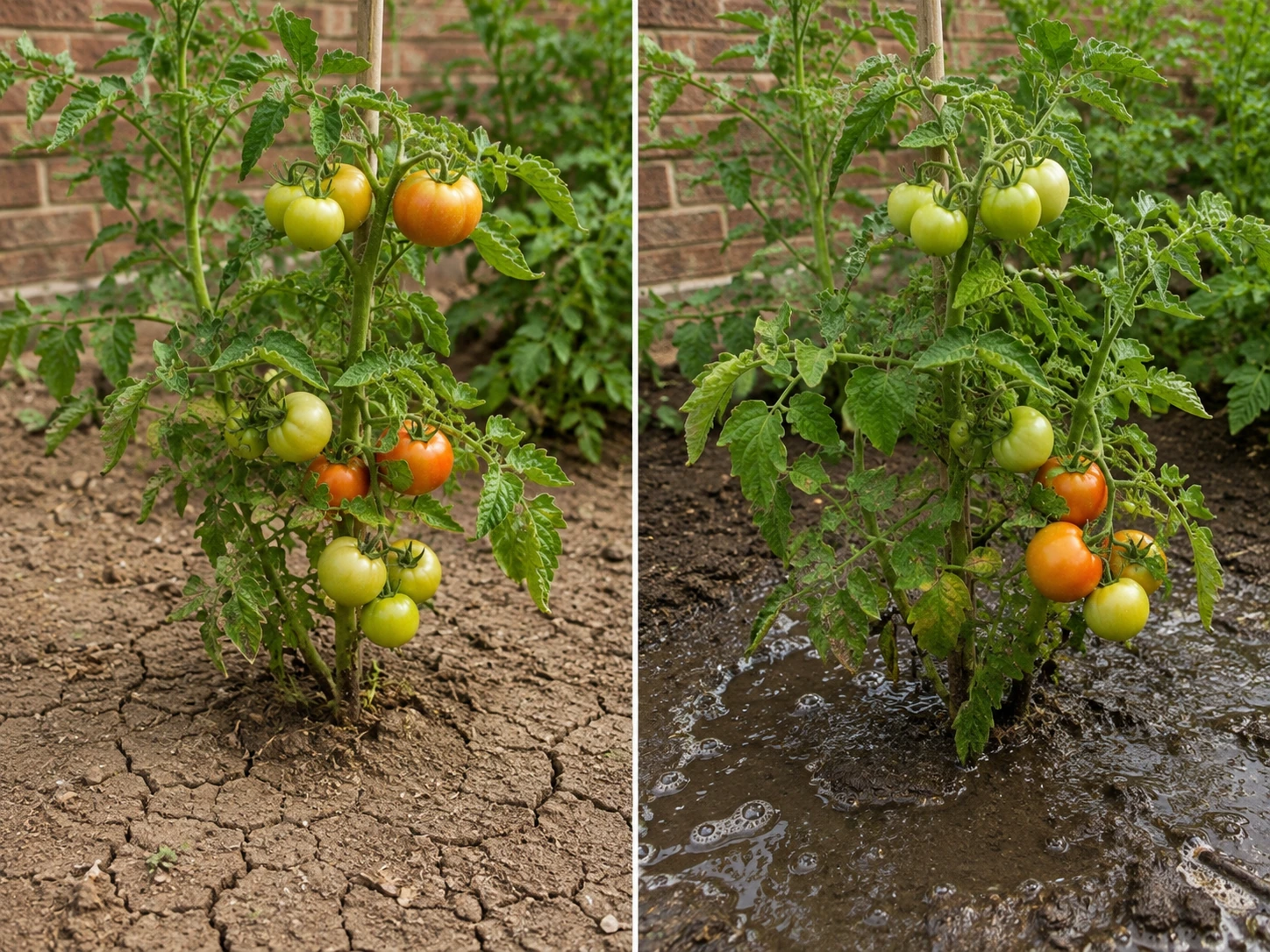 Dry tomato soil followed by heavy watering that can cause fruit splitting