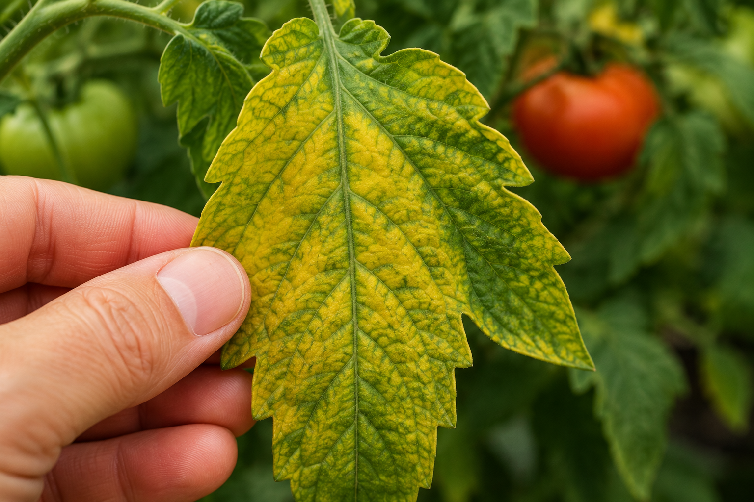 Yellow tomato leaf